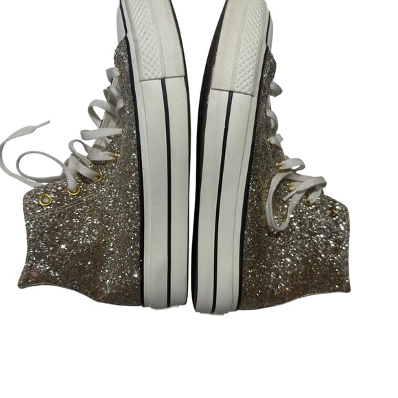 Custom Converse Zebra Stripe High-Top Sneakers With Gold Sparkles. 💖 - Picture 5 of 12